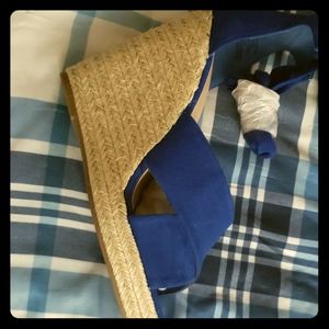 Blue wedge sandles